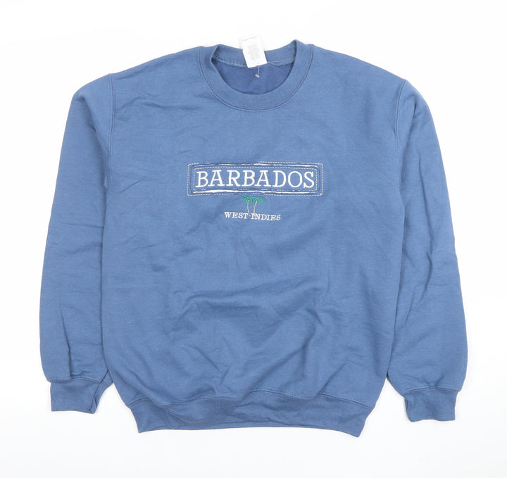 Gildan Men's Blue Barbados Embroidered Pullover Sweatshirt Small