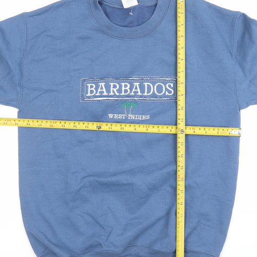 Gildan Men's Blue Barbados Embroidered Pullover Sweatshirt Small