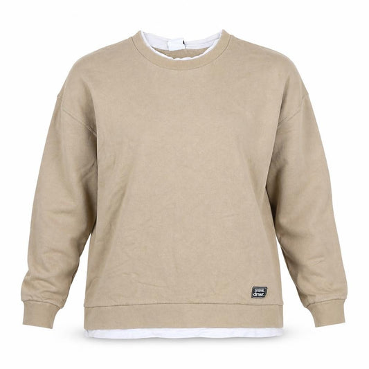 Front view of Zara Women Beige Cotton Pullover Sweatshirt, size M, Regular Fit