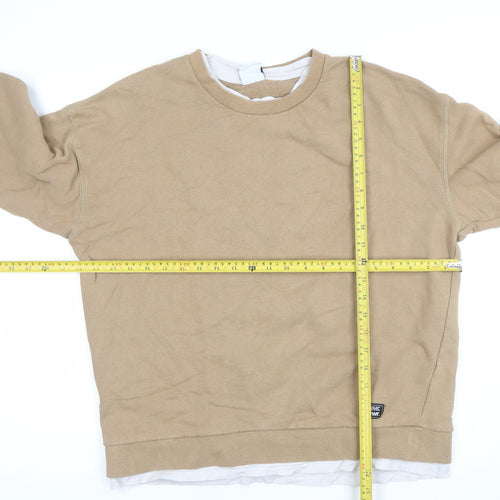 Zara Women Beige Cotton Pullover Sweatshirt Size M Regular Fit