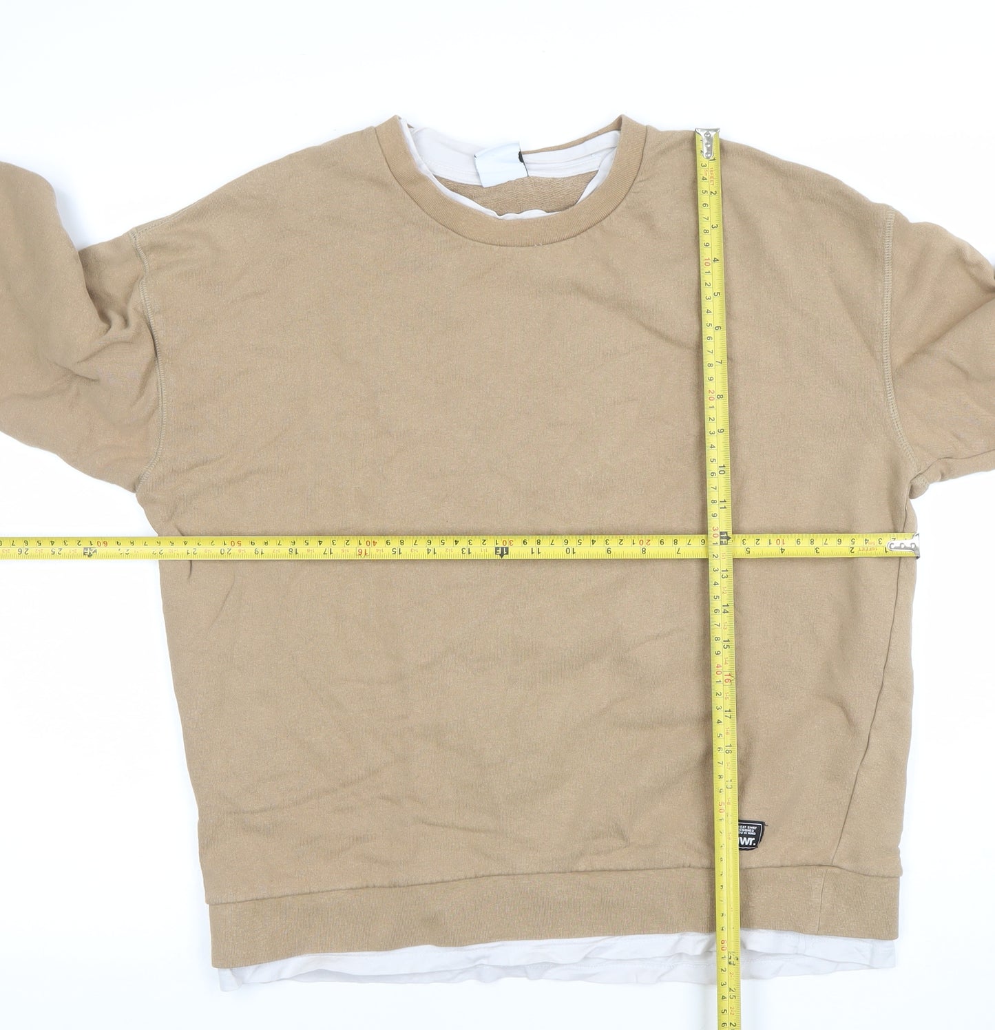 Zara Women Beige Cotton Pullover Sweatshirt Size M Regular Fit