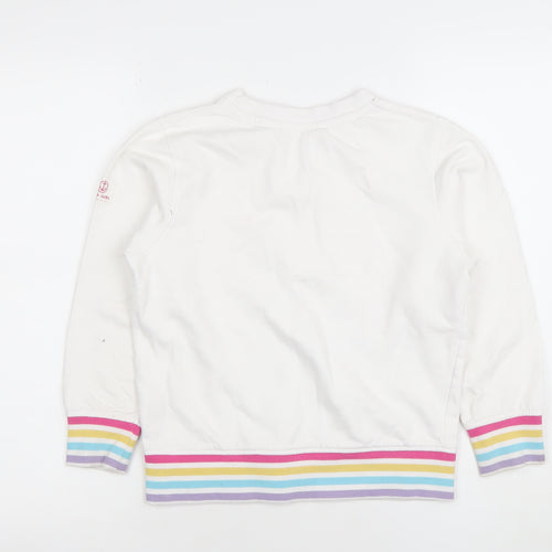 Lazy Jacks Girls White Rainbow Sweatshirt 7-8 Years Cotton Pullover