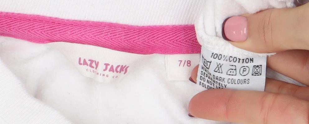 Lazy Jacks Girls White Rainbow Sweatshirt 7-8 Years Cotton Pullover