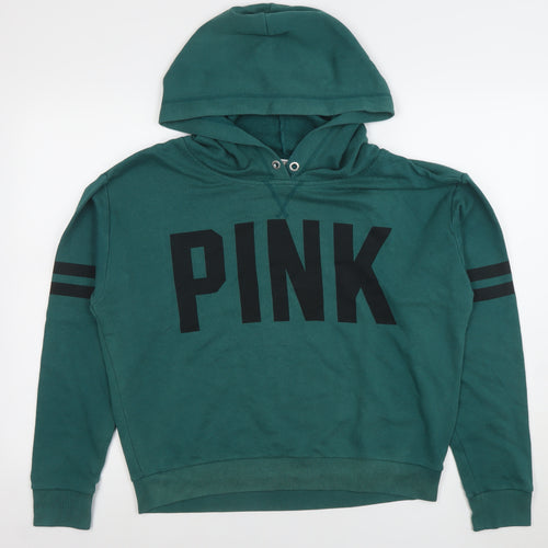 Victoria's Secret PINK Women's Green Pullover Hoodie Size M Cotton Blend