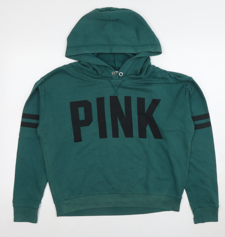 Victoria's Secret PINK Women's Green Pullover Hoodie Size M Cotton Blend