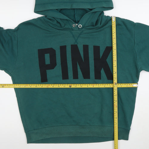 Victoria's Secret PINK Women's Green Pullover Hoodie Size M Cotton Blend