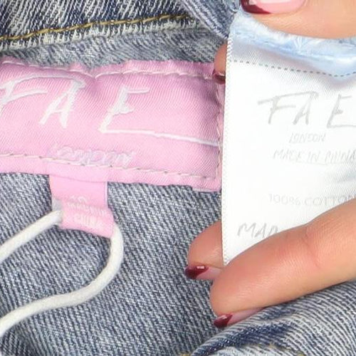 FAE Womens Blue Denim Cropped Button Jacket Size M