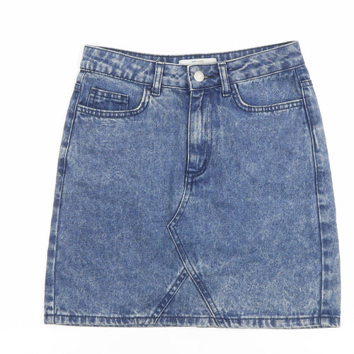 New Look Womens Blue Denim Short Skirt Size 6 High Rise Casual