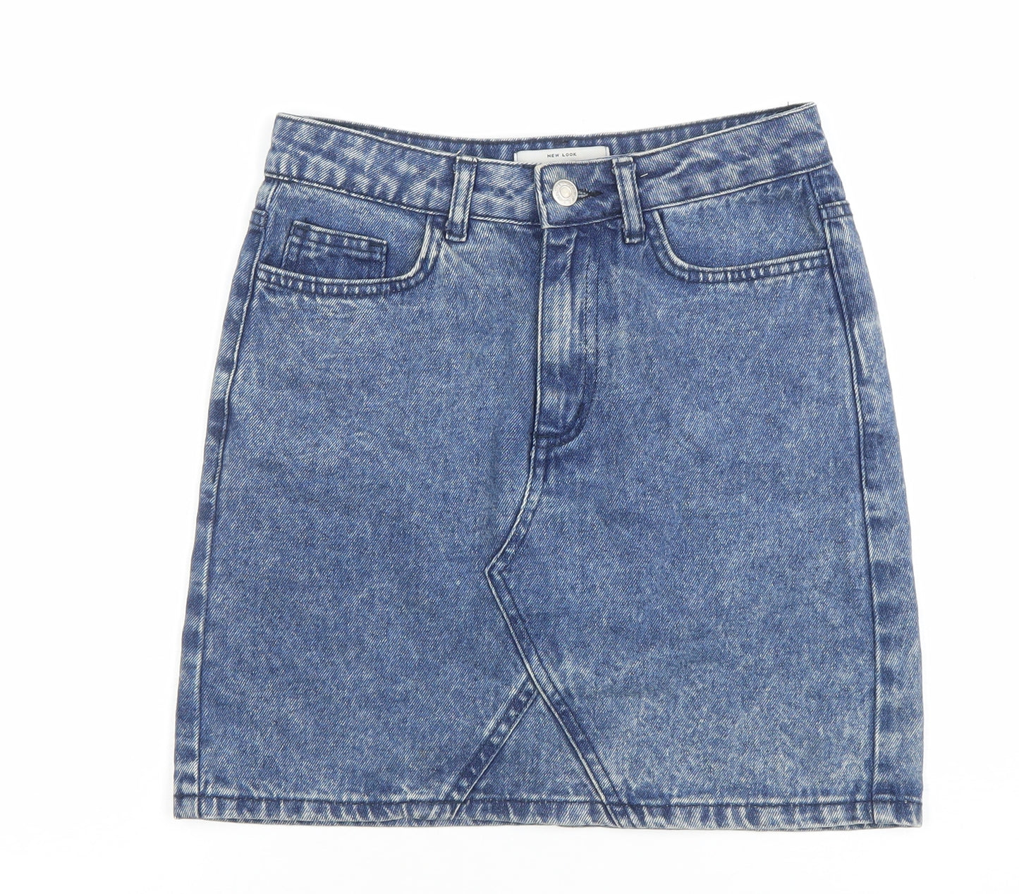 New Look Womens Blue Denim Short Skirt Size 6 High Rise Casual
