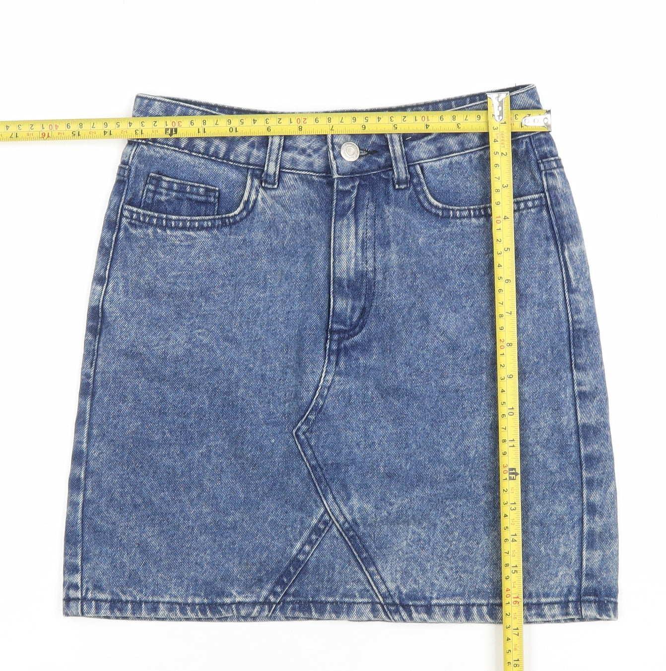 New Look Womens Blue Denim Short Skirt Size 6 High Rise Casual