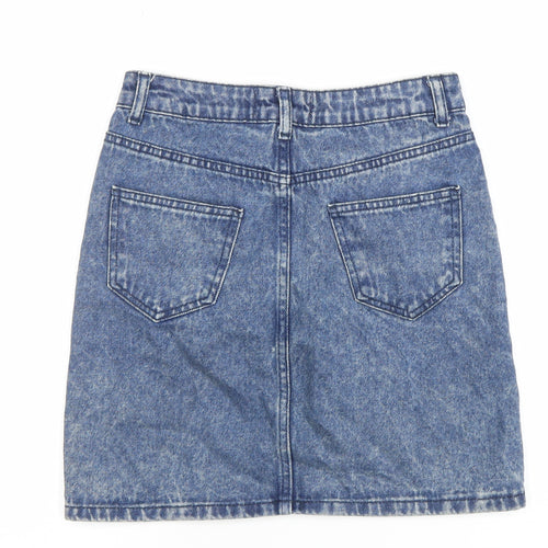 New Look Womens Blue Denim Short Skirt Size 6 High Rise Casual