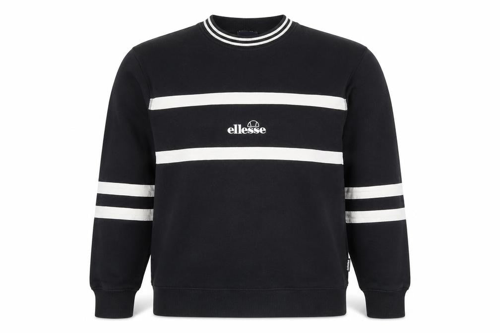 Front view of Ellesse women’s black uk 10 crew neck pullover sweatshirt