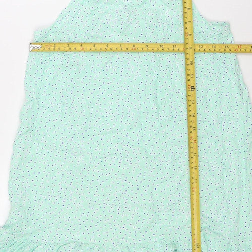 Dunnes Stores Girls Green Polka Dot Viscose Trapeze Dress 9-10 Years