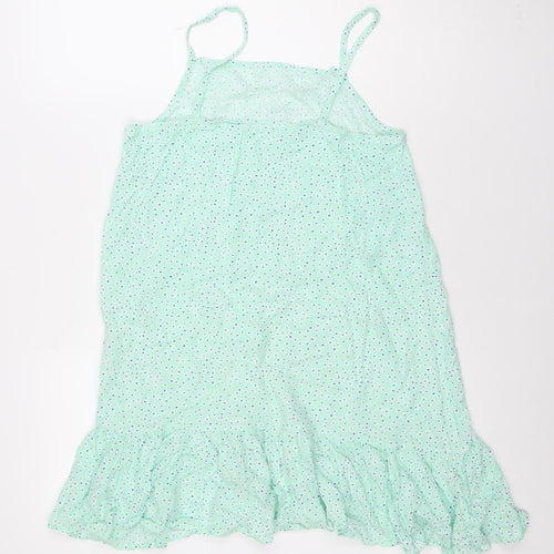 Dunnes Stores Girls Green Polka Dot Viscose Trapeze Dress 9-10 Years