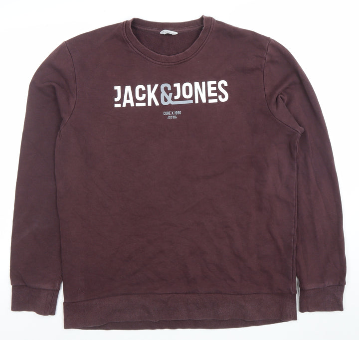 Jack & Jones Men’s Brown Logo Crew Neck Sweatshirt Size L
