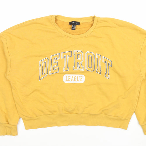 New Look Women Yellow Detroit League Pullover Sweatshirt UK 14