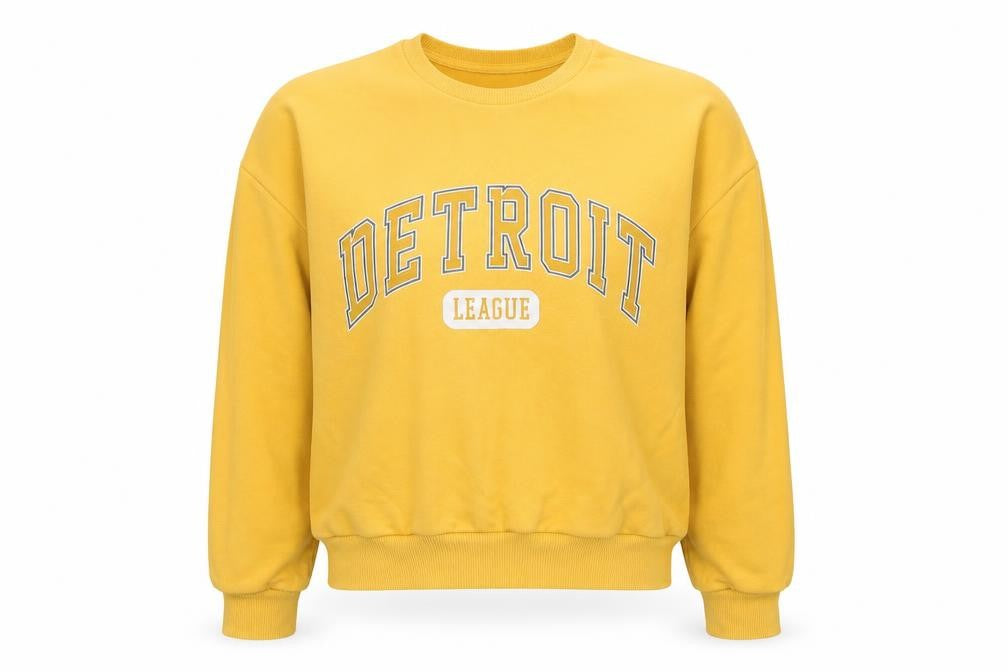 New Look Women Yellow Detroit League Pullover Sweatshirt UK 14