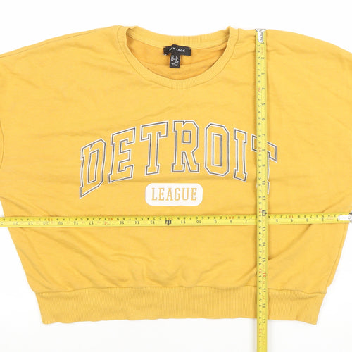 New Look Women Yellow Detroit League Pullover Sweatshirt UK 14