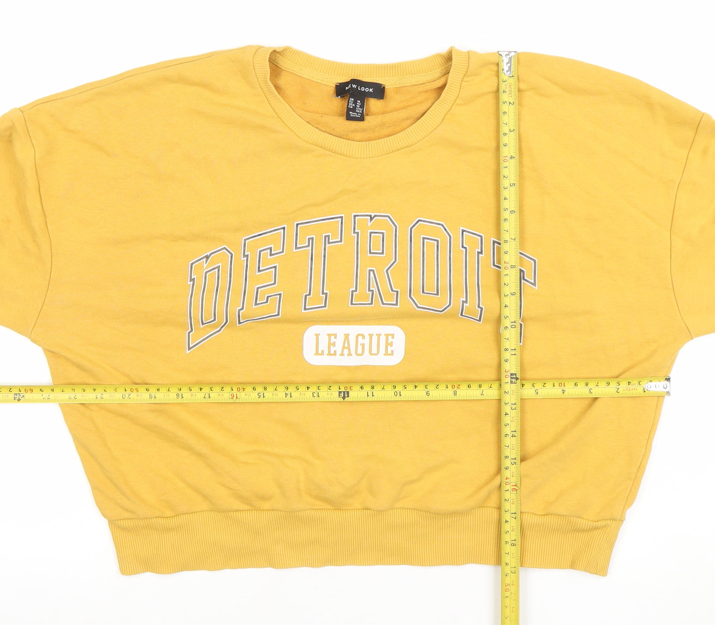 New Look Women Yellow Detroit League Pullover Sweatshirt UK 14