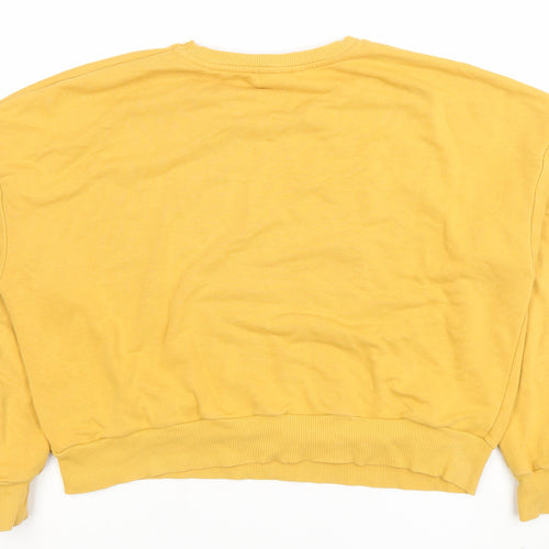 New Look Women Yellow Detroit League Pullover Sweatshirt UK 14
