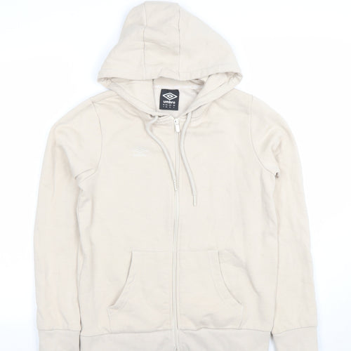 Umbro Womens Beige Small Full Zip Hoodie Cotton Blend