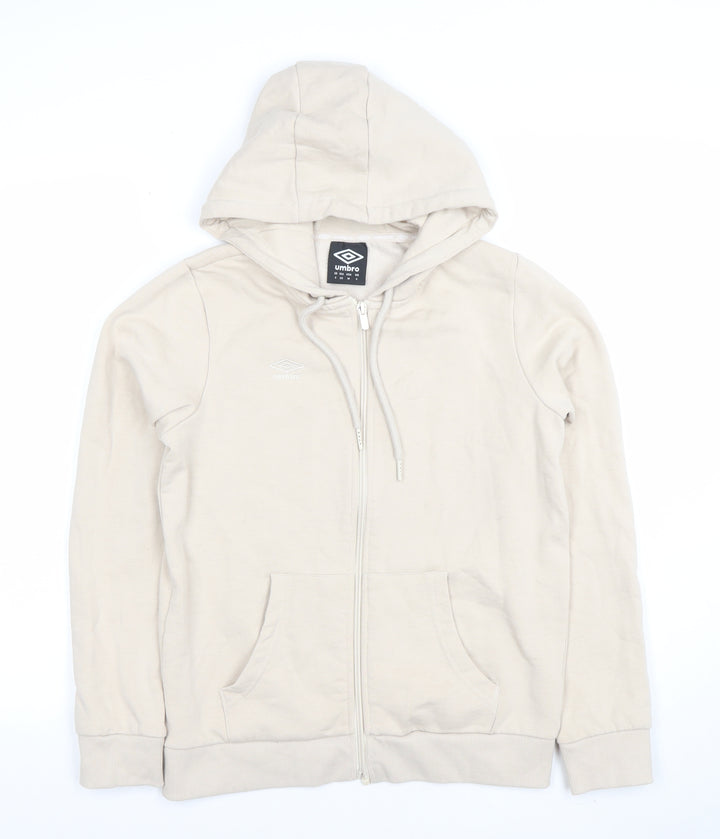 Umbro Womens Beige Small Full Zip Hoodie Cotton Blend