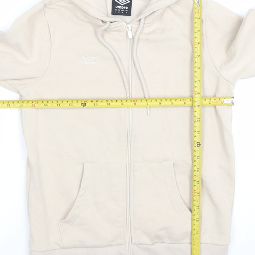 Umbro Womens Beige Small Full Zip Hoodie Cotton Blend