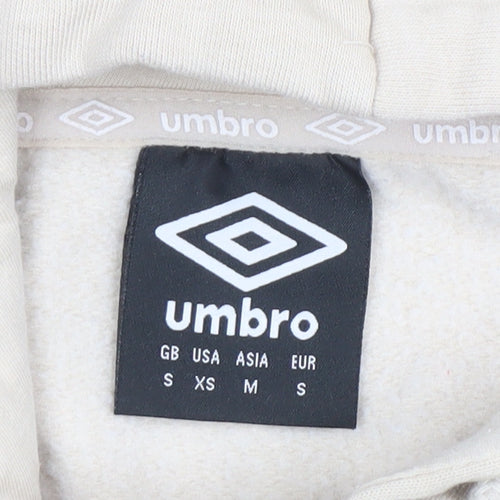 Umbro Womens Beige Small Full Zip Hoodie Cotton Blend