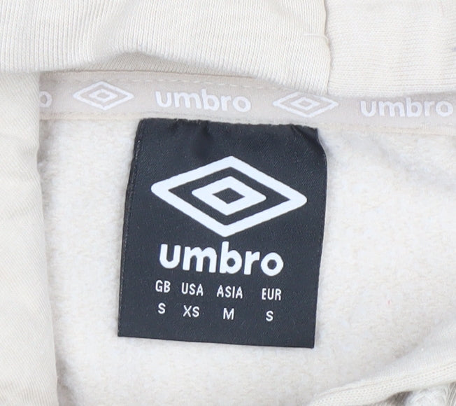 Umbro Womens Beige Small Full Zip Hoodie Cotton Blend
