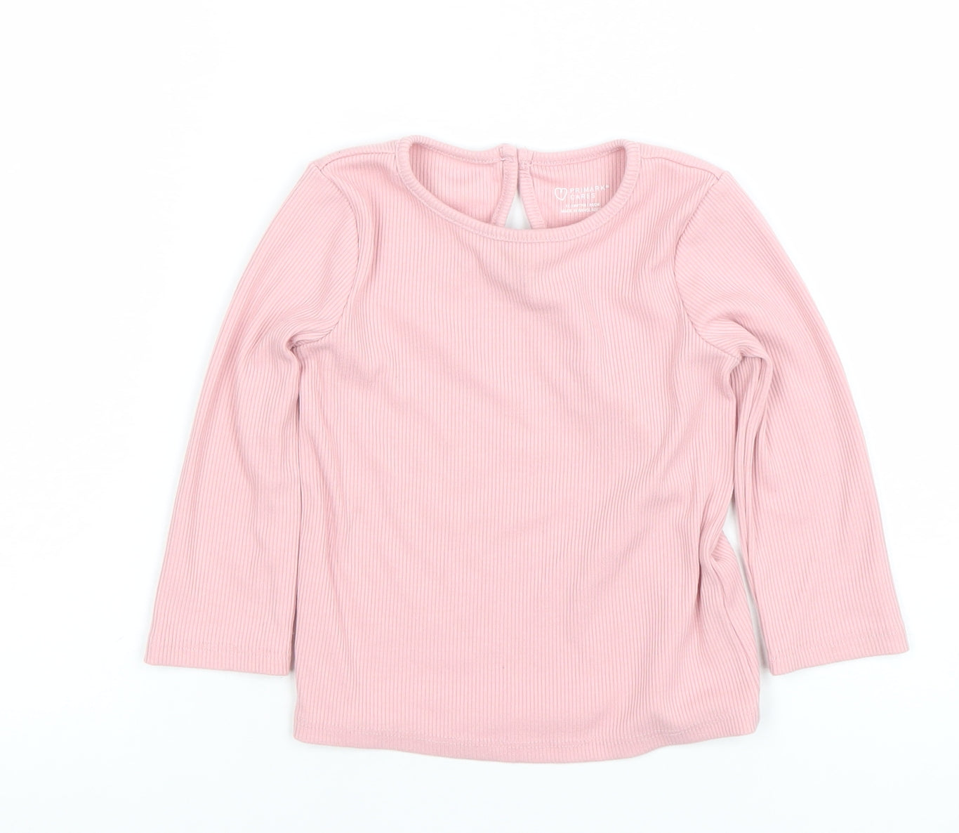 Primark Girls Pink Ribbed Long Sleeve T-Shirt 6-7 Years Lightweight Cotton