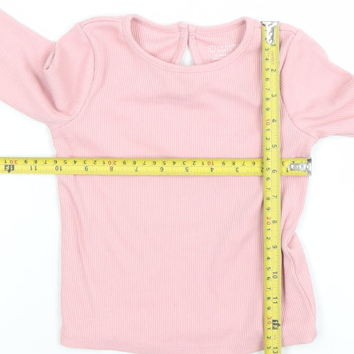 Primark Girls Pink Ribbed Long Sleeve T-Shirt 6-7 Years Lightweight Cotton