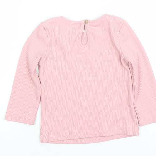 Primark Girls Pink Ribbed Long Sleeve T-Shirt 6-7 Years Lightweight Cotton