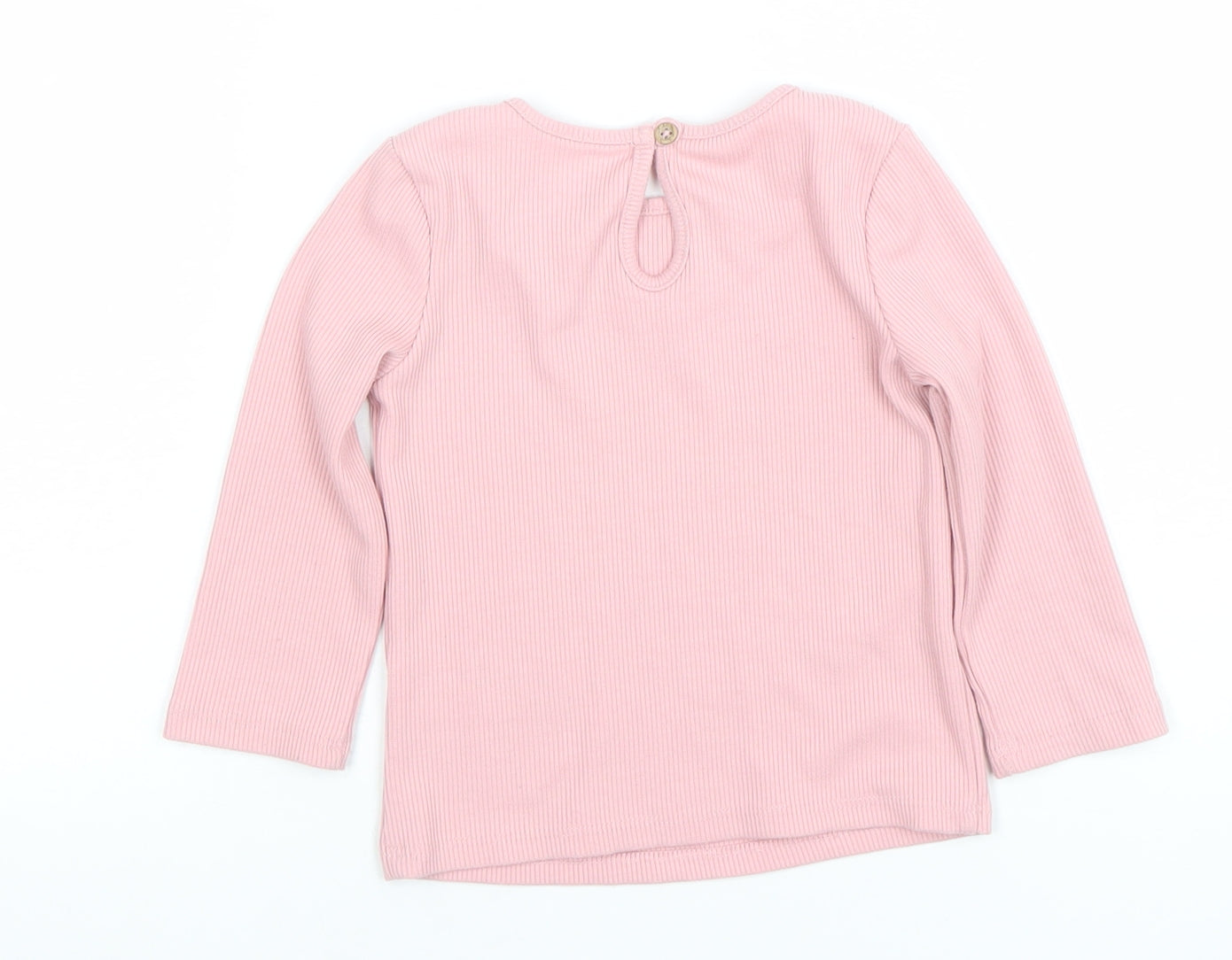 Primark Girls Pink Ribbed Long Sleeve T-Shirt 6-7 Years Lightweight Cotton