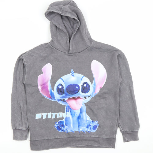 Disney Girls Grey Stitch Pullover Hoodie 10-11 Years Fleece Lined