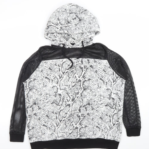 Pep&Co Womens Grey Snake Print Mesh Sleeve Hoodie Size 16