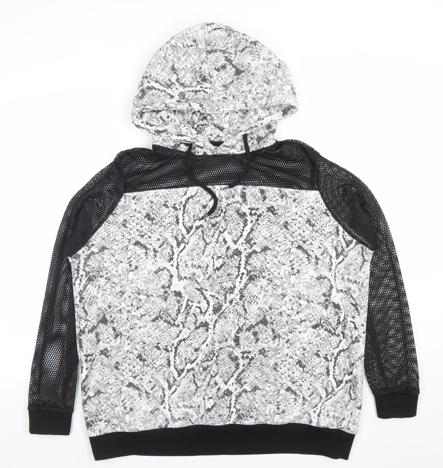 Pep&Co Womens Grey Snake Print Mesh Sleeve Hoodie Size 16