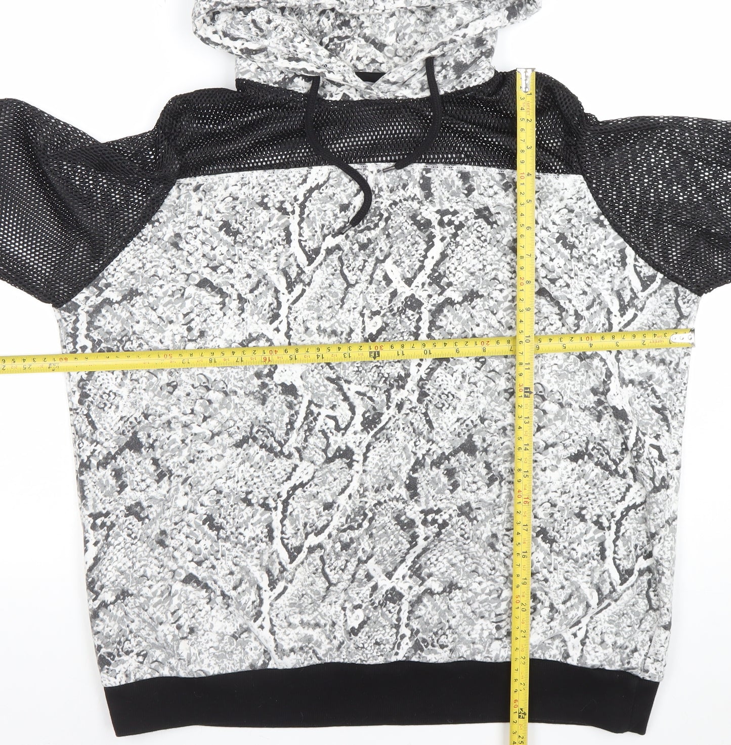 Pep&Co Womens Grey Snake Print Mesh Sleeve Hoodie Size 16