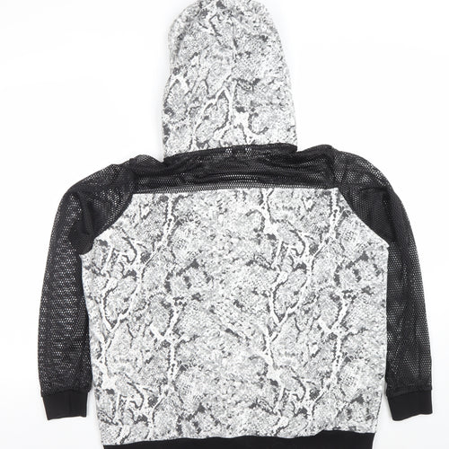 Pep&Co Womens Grey Snake Print Mesh Sleeve Hoodie Size 16
