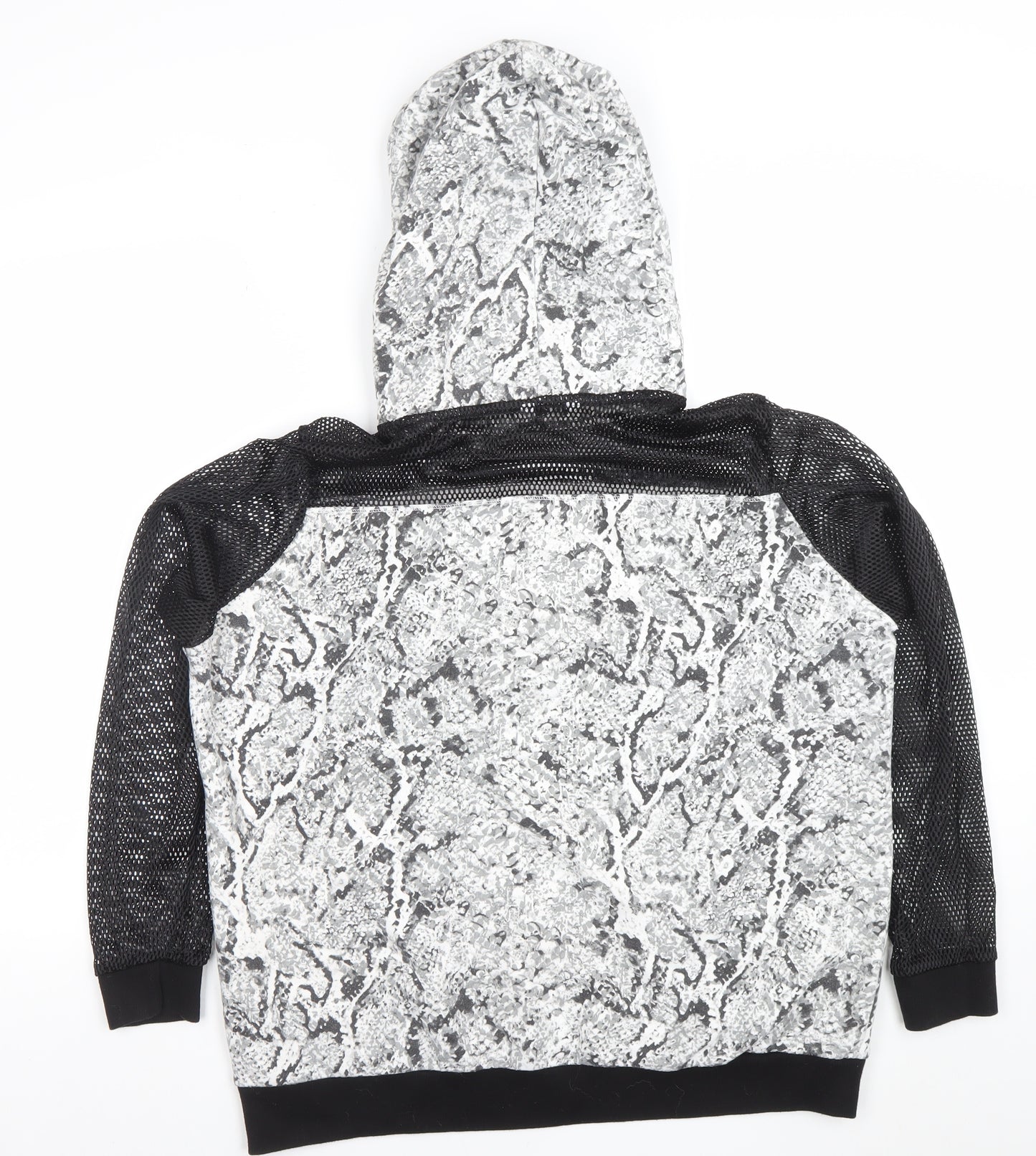Pep&Co Womens Grey Snake Print Mesh Sleeve Hoodie Size 16
