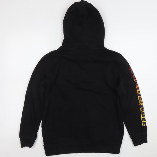 Vans Boys Black Large Pullover Hoodie with Flame Logo Graphic Print