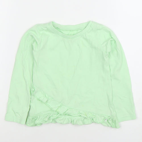 Dunnes Stores Girls Green Long Sleeve Ruffle T-Shirt 18-24 Months