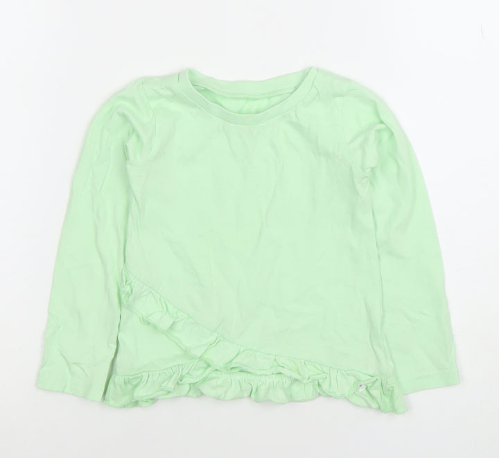 Dunnes Stores Girls Green Long Sleeve Ruffle T-Shirt 18-24 Months