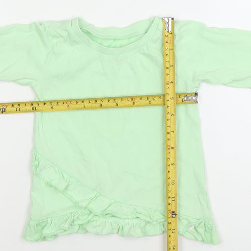Dunnes Stores Girls Green Long Sleeve Ruffle T-Shirt 18-24 Months