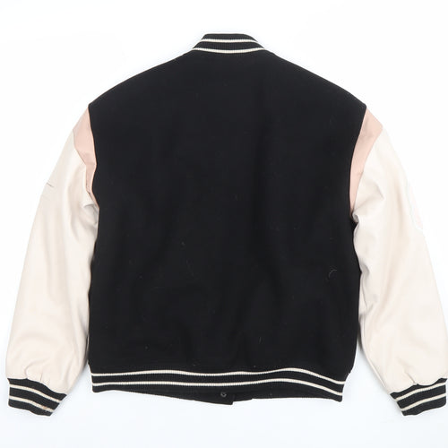 River Island Girls Black Varsity Jacket 11-12 Years Lined Letterman Style