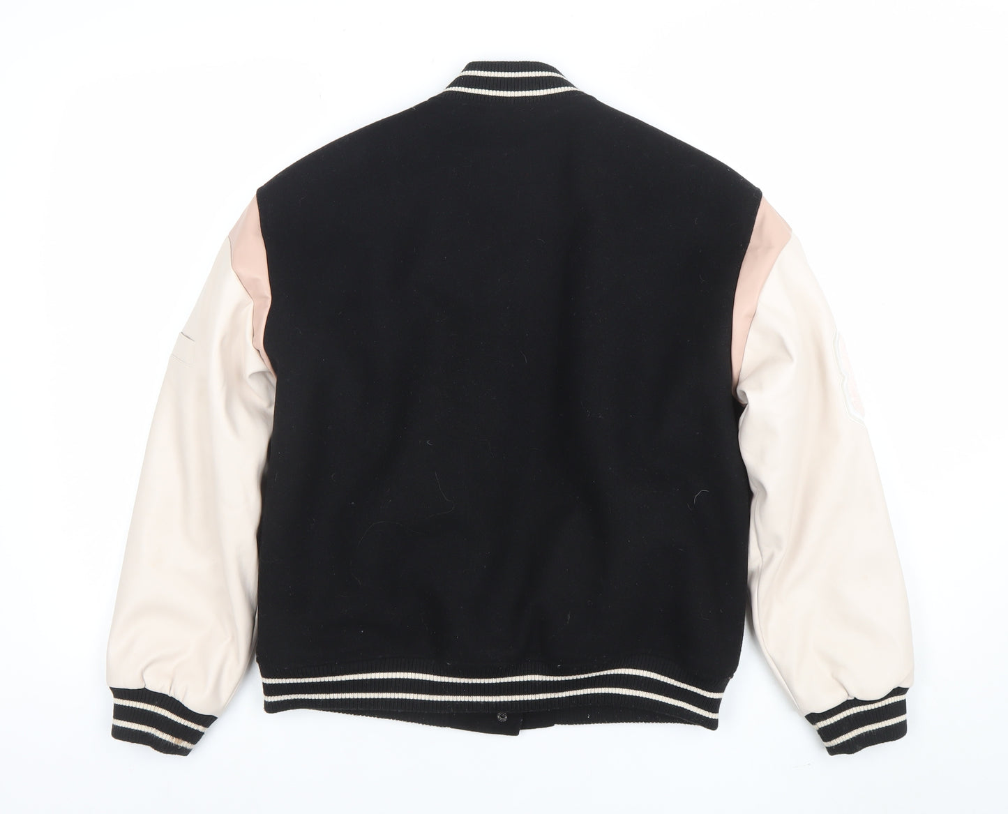 River Island Girls Black Varsity Jacket 11-12 Years Lined Letterman Style