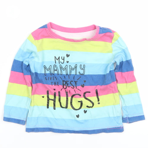 St Bernard Girls Multicoloured Stripe Long Sleeve Cotton T-Shirt 2 Years