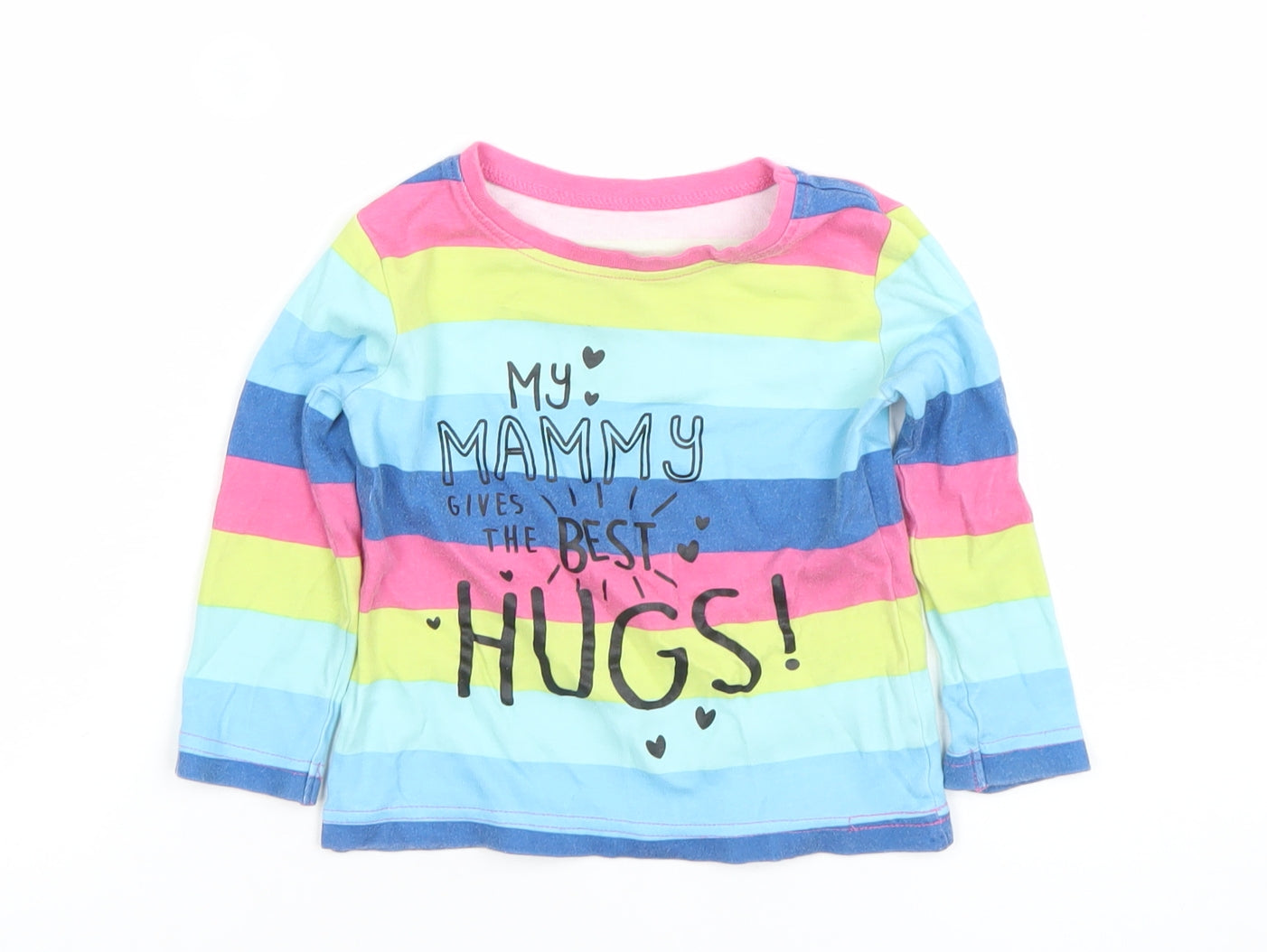 St Bernard Girls Multicoloured Stripe Long Sleeve Cotton T-Shirt 2 Years