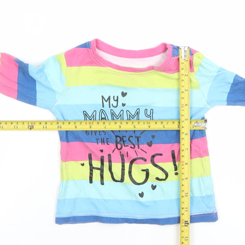 St Bernard Girls Multicoloured Stripe Long Sleeve Cotton T-Shirt 2 Years