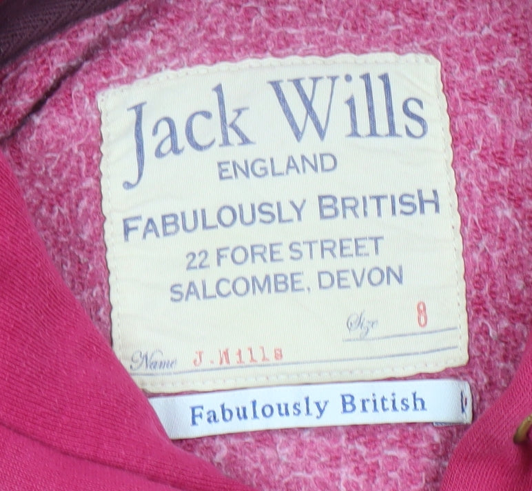 Jack Wills Women's Pink Pullover Hoodie Size 8 Cotton Blend