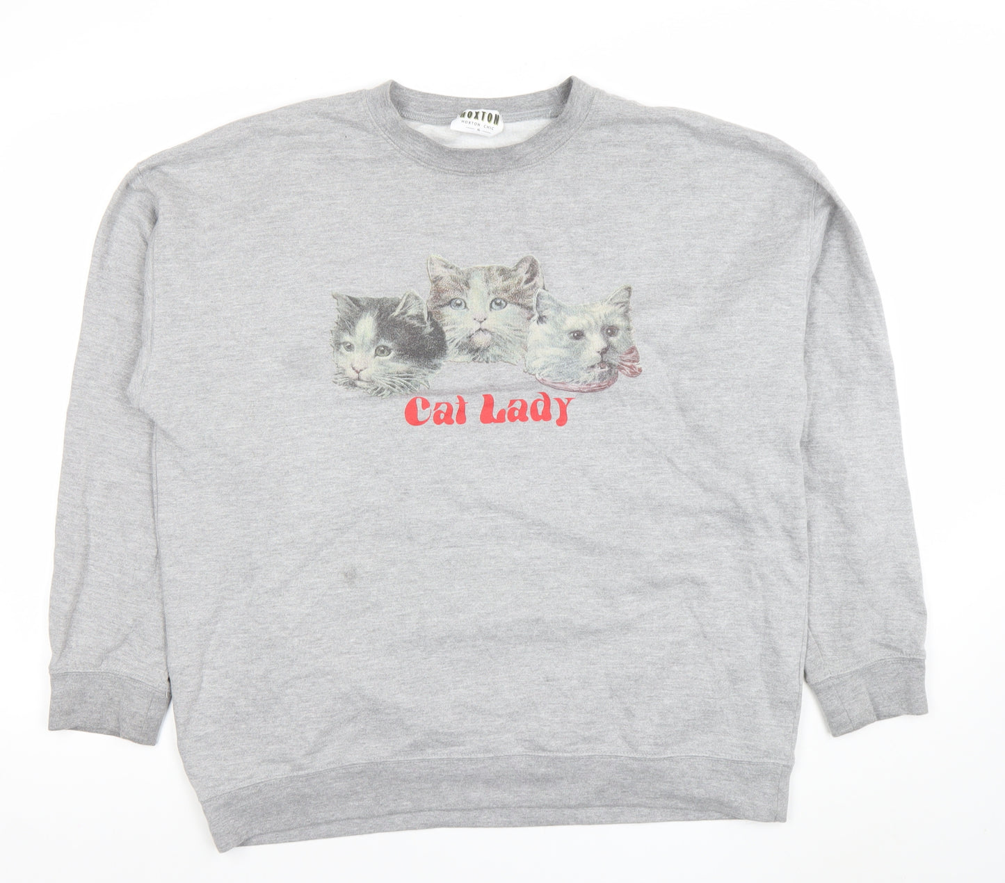 Hoxton Chic Women's Grey Cat Lady Graphic Sweatshirt XL
